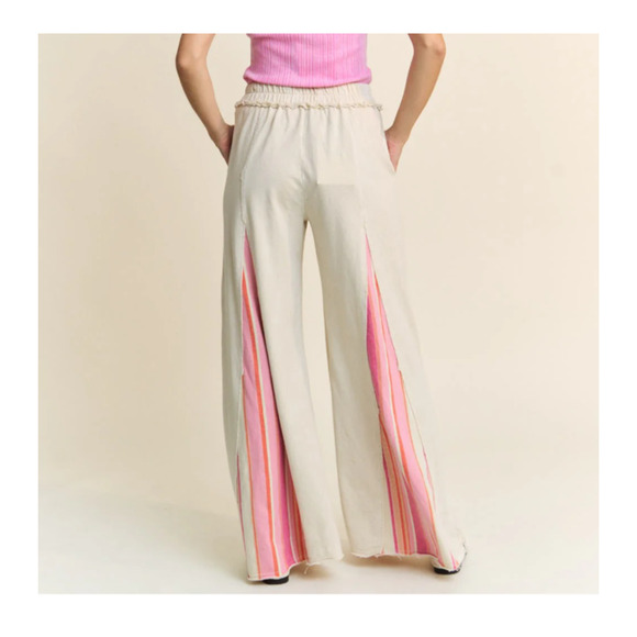 J.Her USA Womens Mineral Washed Wide Leg Pant Orange Patchwork Boho Preppy Sz S - Picture 3 of 16